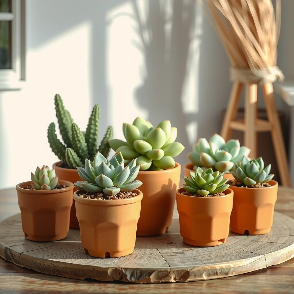 Sukkulenten in Terrakotta Töpfen